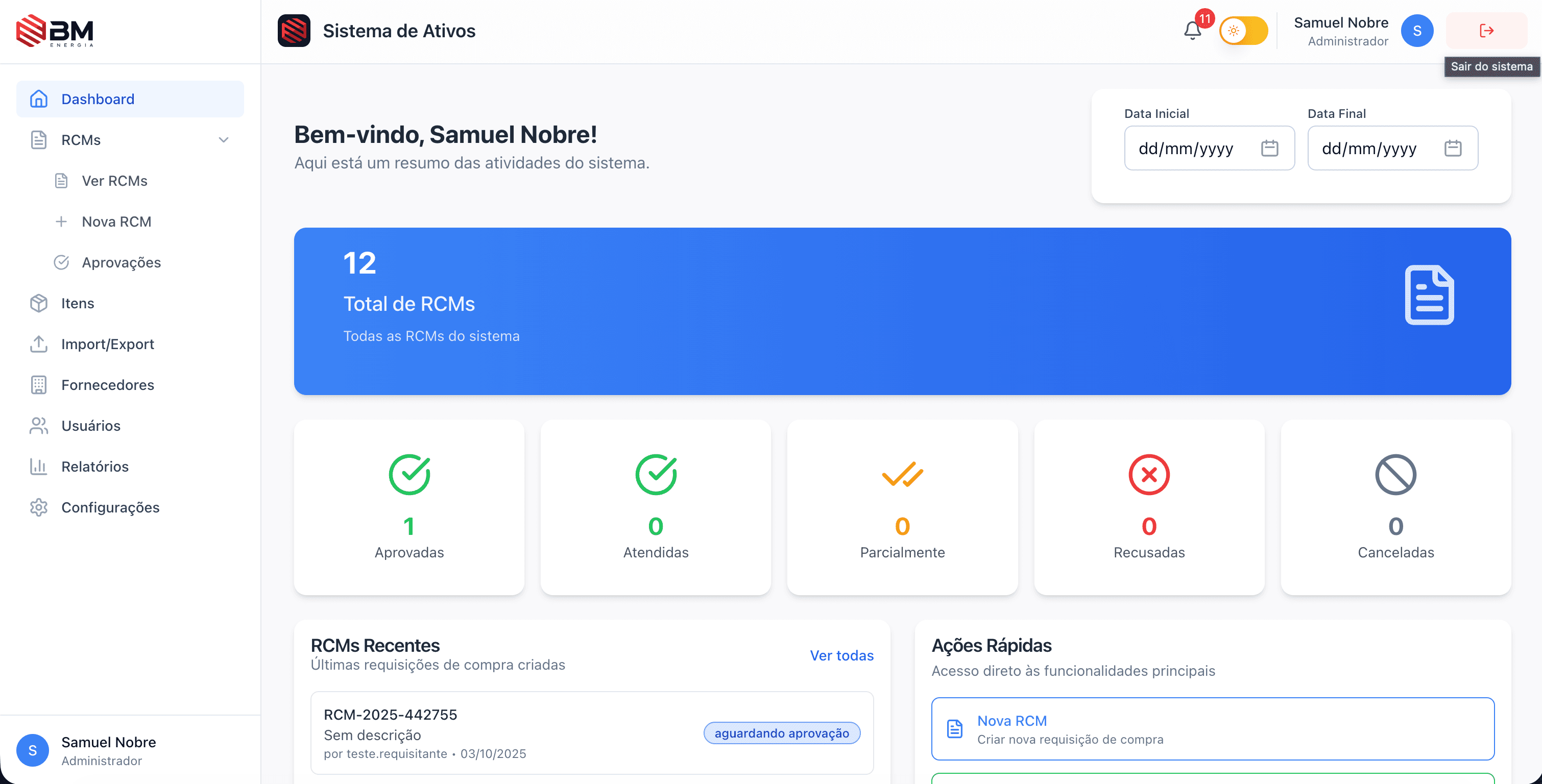 BM Energia RCM Platform preview